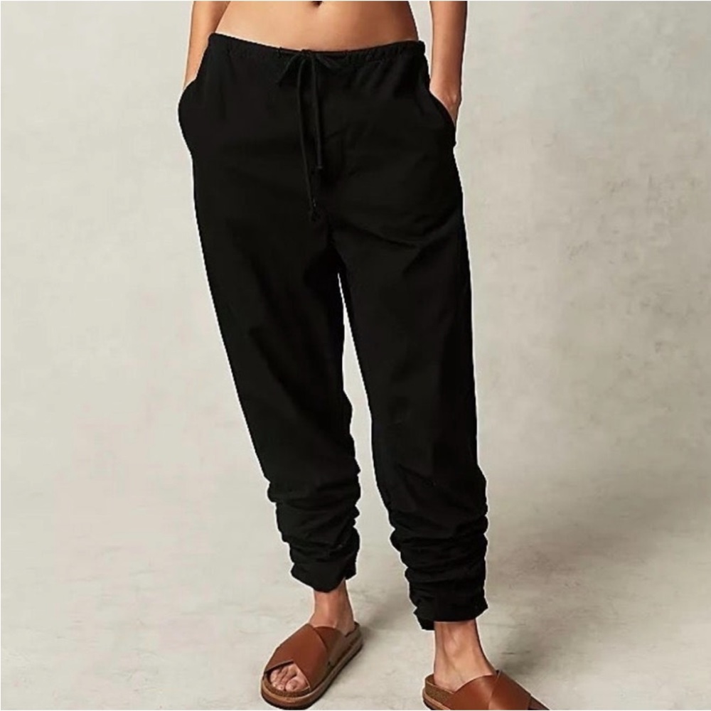 Free People Black Baggy Drawstring Jogger Pants